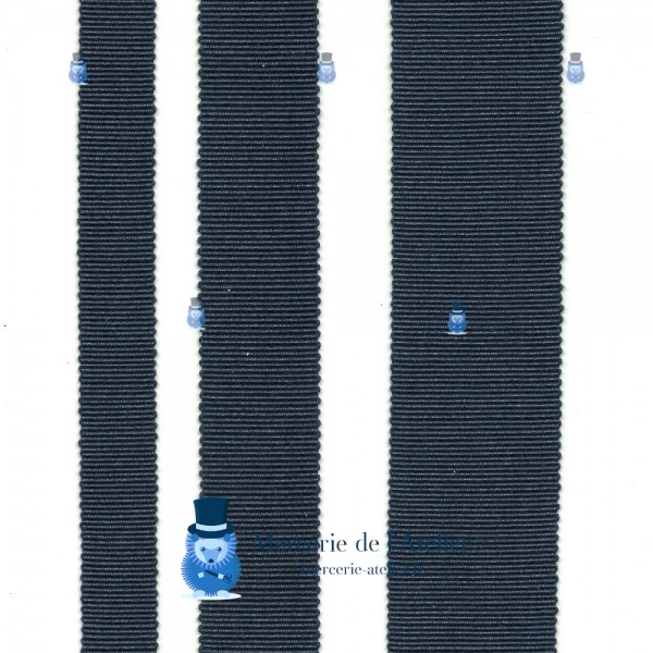 Gros grain 35mm - Bleu Marine Clair - coton