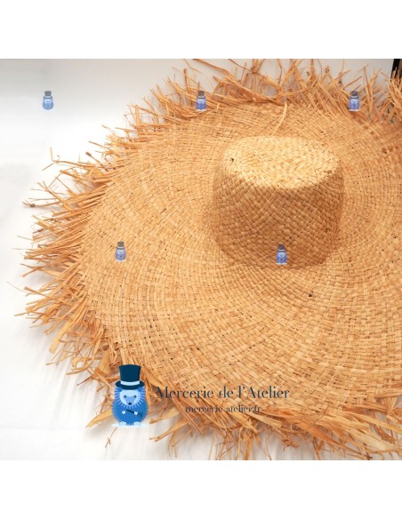 Cappellina in Rafia Naturale - Tesa larga con Frange