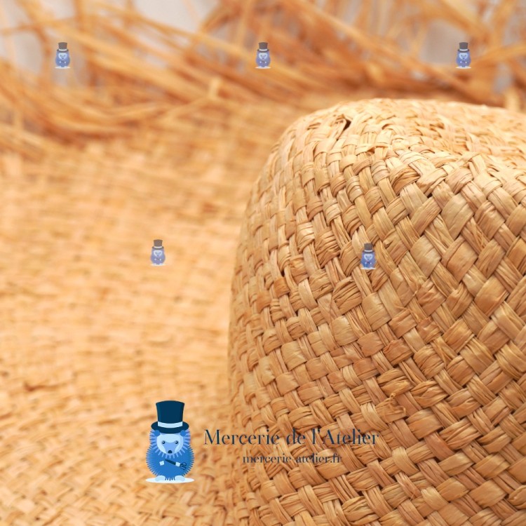 Cappellina in Rafia Naturale - Tesa larga con Frange