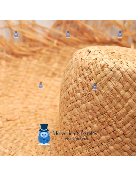 Capelina de Rafia Natural - Ala ancha con Flecos