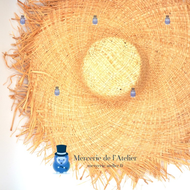 Cappellina in Rafia Naturale - Tesa larga con Frange