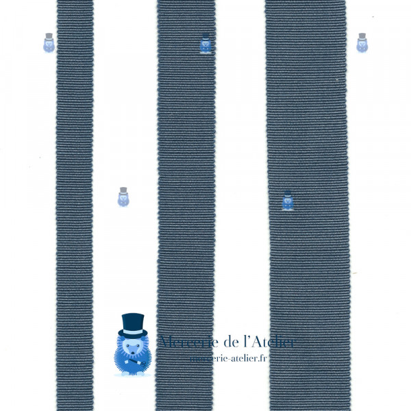 Gros grain 35mm - Bleu Gris - coton