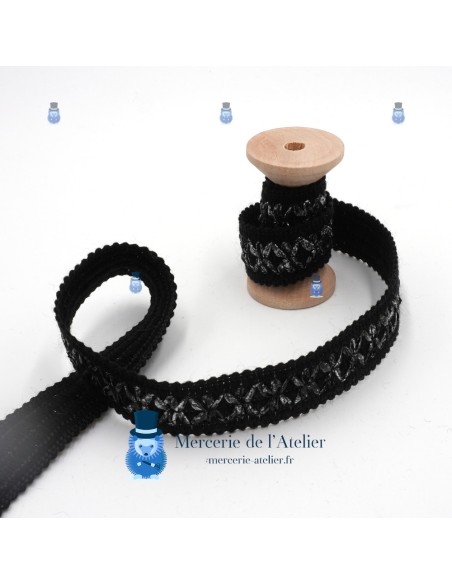 Black Embroidered Braid - 25mm