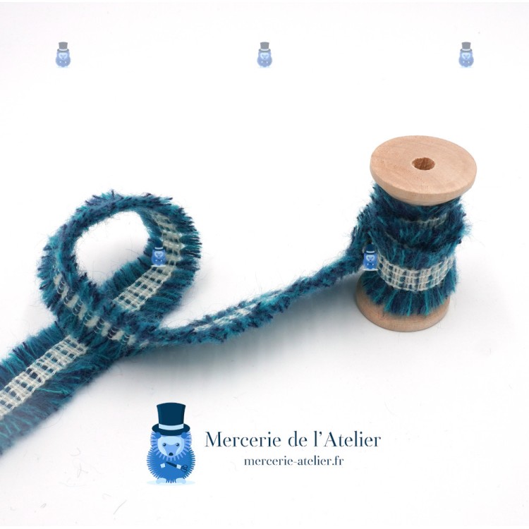 Galon met Franjes Turkooisblauw  - 30mm