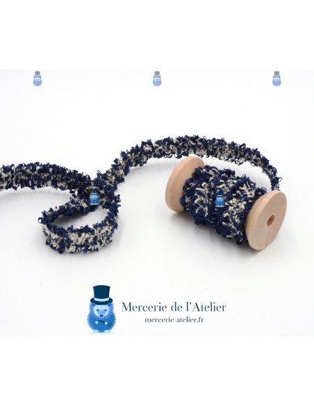 Gallone Tweed Blu Crema e Oro - 15mm