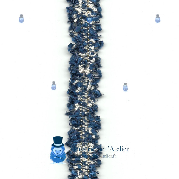 Galon Tweed Bleu Crème et Or - 15mm
