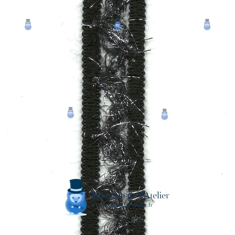Wolltresse Schwarz und Silber - 20mm