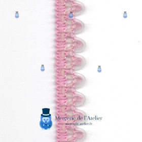 Galon en laine Rose et PVC - 20mm