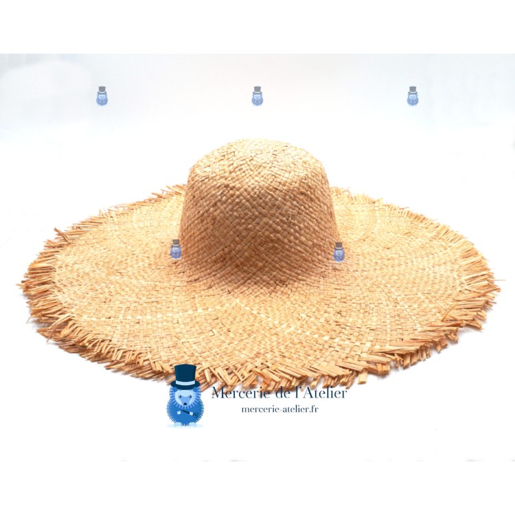 Natural Raffia Capeline - Brim with Fringes