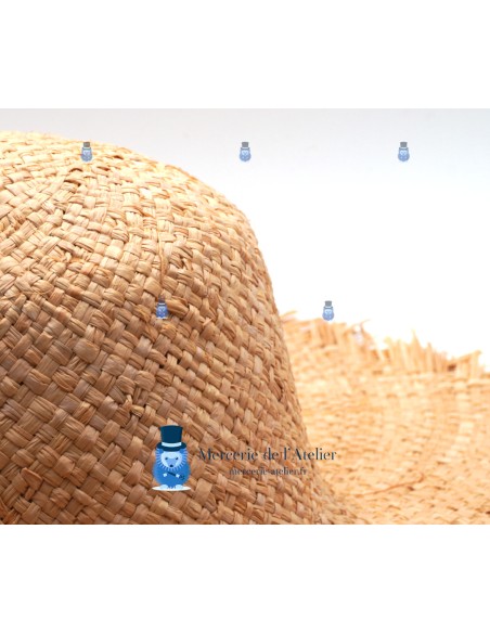 Natural Raffia Capeline - Brim with Fringes 2