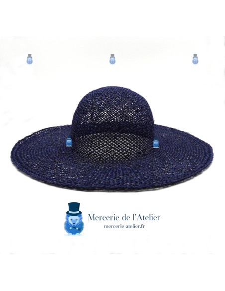 Capeline aus Binse - Marineblau