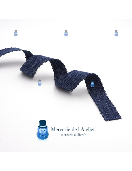 Gros grain Lurex 25mm - Blu Navy - cotone