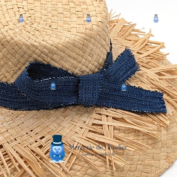 Gros grain Lurex 25mm - Blu Navy - cotone