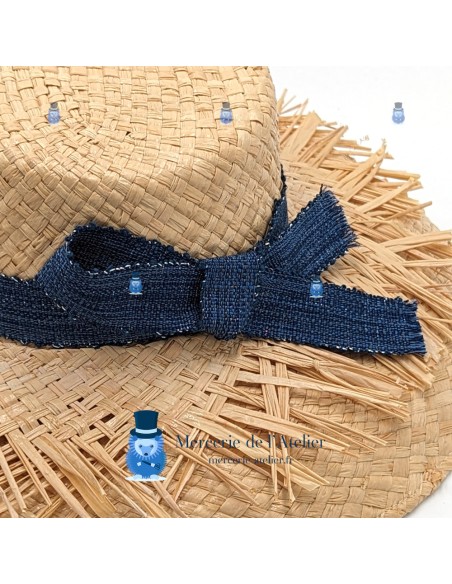 Gros grain Lurex 25mm - Azul Marino - algodón 2