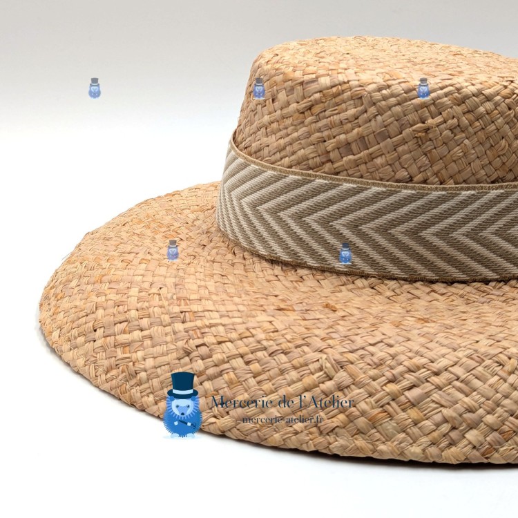 Beige Katoenen Band met Goud Lurex - 40mm
