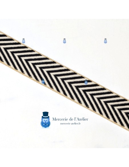 Borte Baumwolle Schwarz und Gold-Lurex - 40mm 2