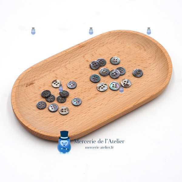 Bouton Nacre Anthracite - 11 mm