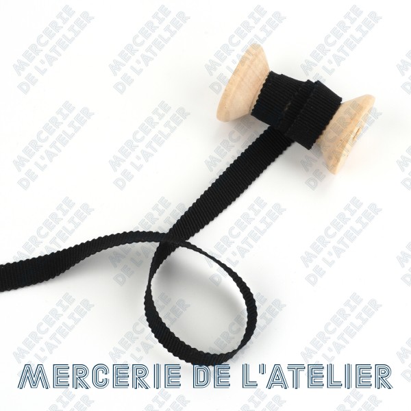 Gros grain 10mm - Noir - coton