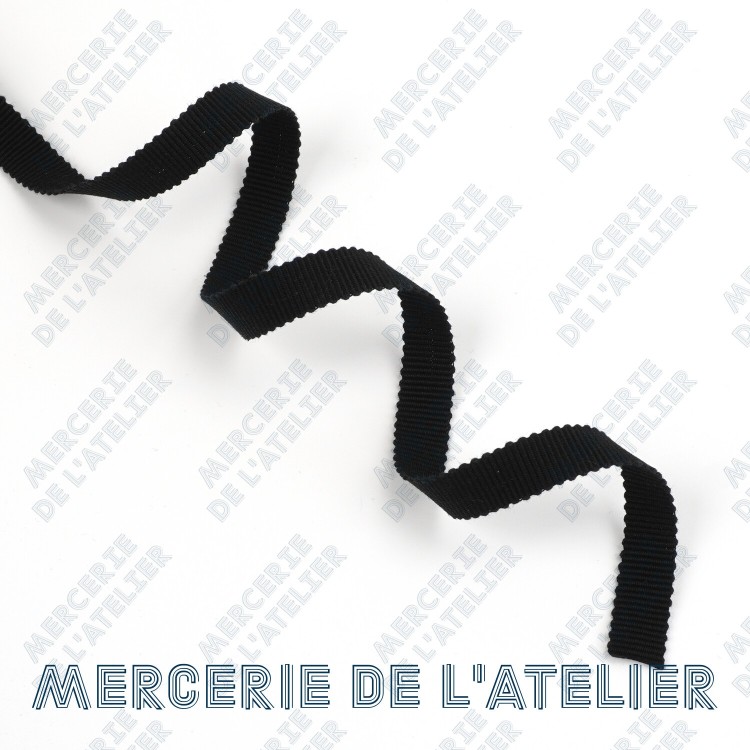 Grosgrain ribbon 10mm - Black - cotton