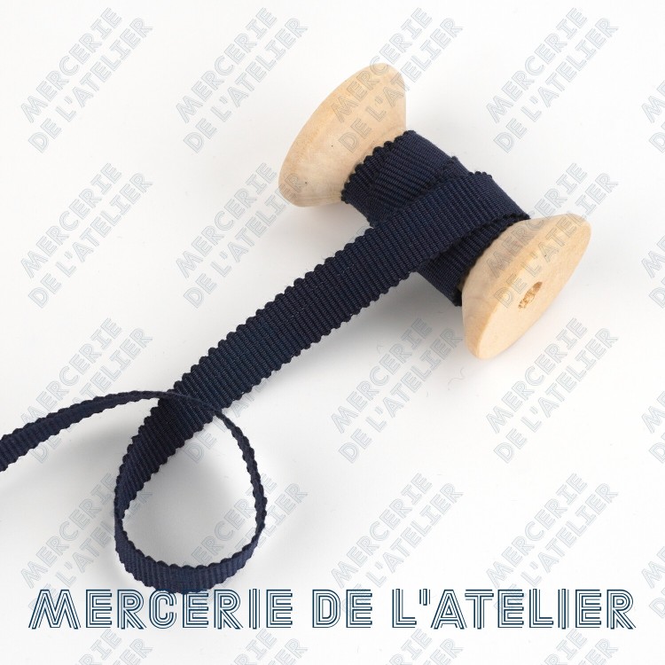Gros grain 10mm - Blu Marino - cotone