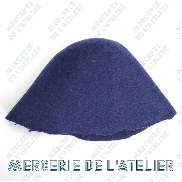 Cône feutre de laine - Bleu Denim Chiné