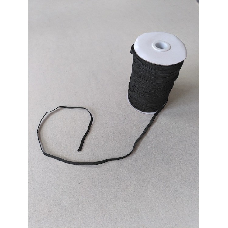 Elástico plano 6mm Negro - para mascarilla