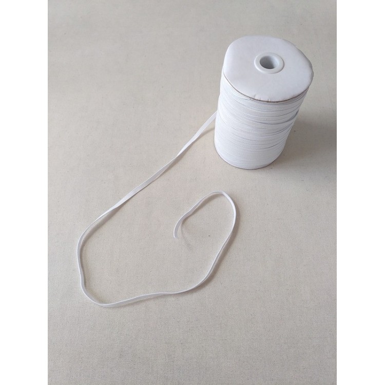 Elástico plano 5mm Branco - para máscara