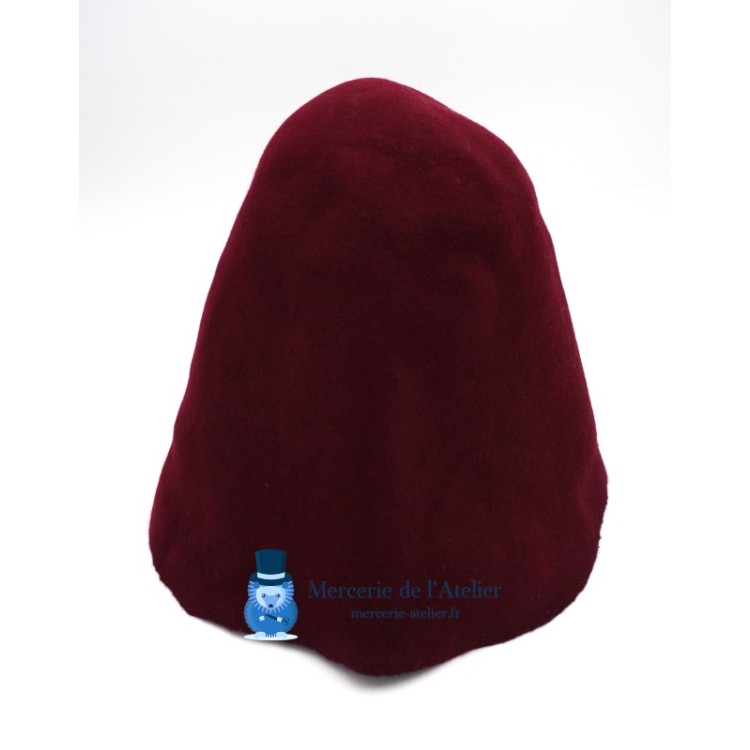 Two-tone wool felt hat body cone - Burgundy and Black
