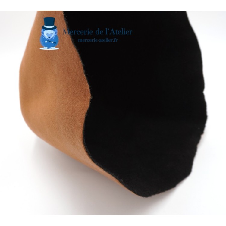 Two-tone wool felt hat body cone - Caramel and Black