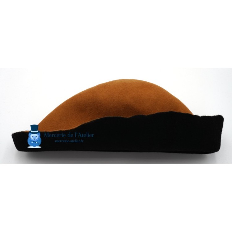 Cone em feltro de lã bicolor - Caramelo e Preto
