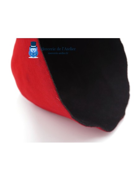 Two-tone wool felt hat body cone - Cherry Red and Black