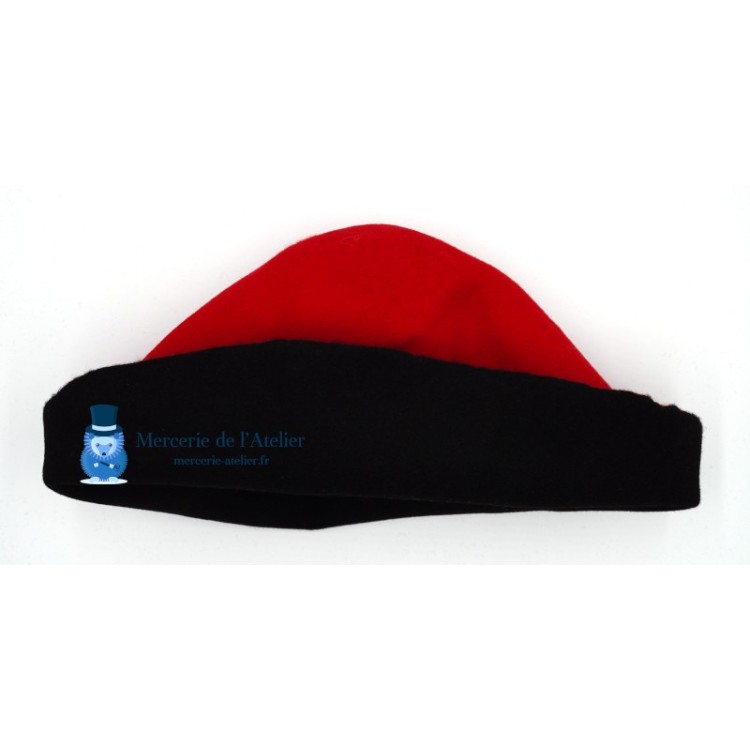Cono de fieltro de lana bicolor - Rojo Cereza y Negro