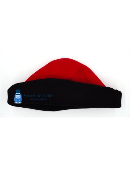 Two-tone wool felt hat body cone - Cherry Red and Black