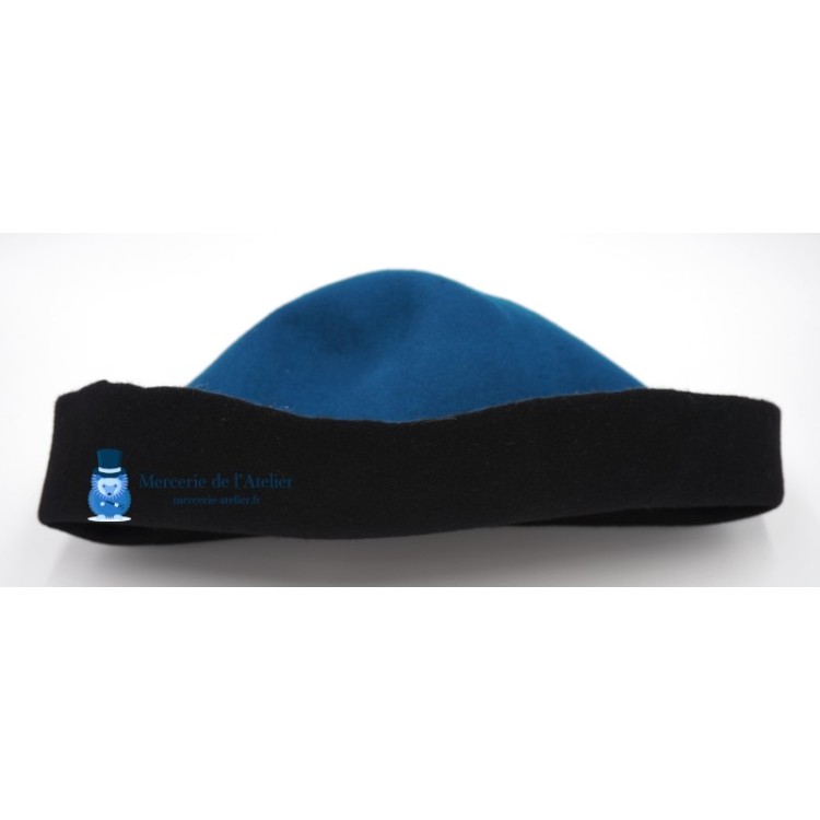Cone em feltro de lã bicolor - Azul Petróleo e Preto