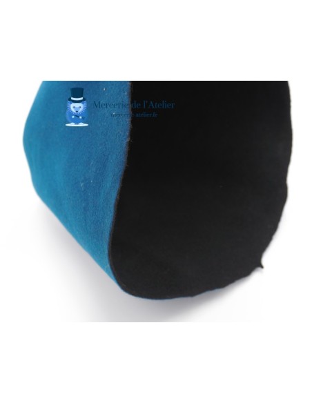 Two-tone wool felt hat body cone - Teal Blue and Black