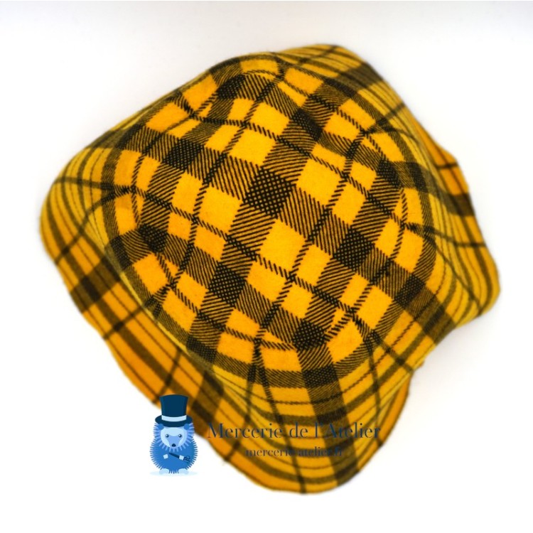 Tartan wool felt hat body cone - Yellow and Black