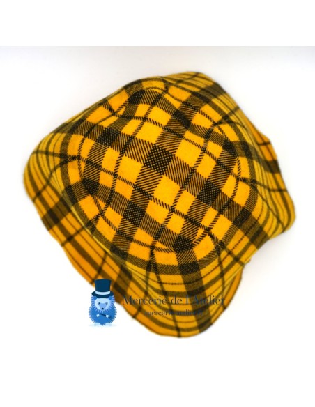 Wolvilt hoedkegel met tartan - Geel en Zwart 2
