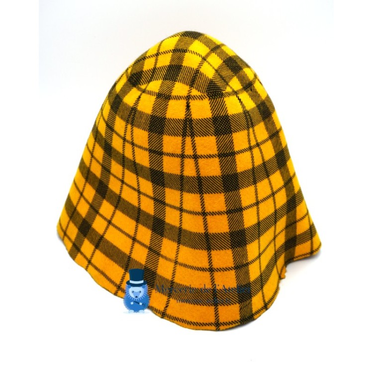 Cono de fieltro de lana tartán - Amarillo y Negro