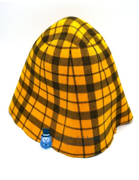 Tartan wool felt hat body cone - Yellow and Black
