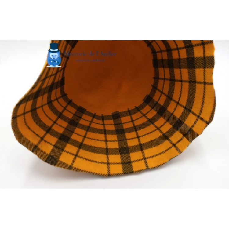 Tartan wool felt hat body cone - Yellow and Black
