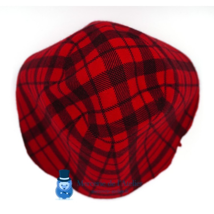 Tartan-Wollfilz-Hutstumpen - Kirschrot und Schwarz