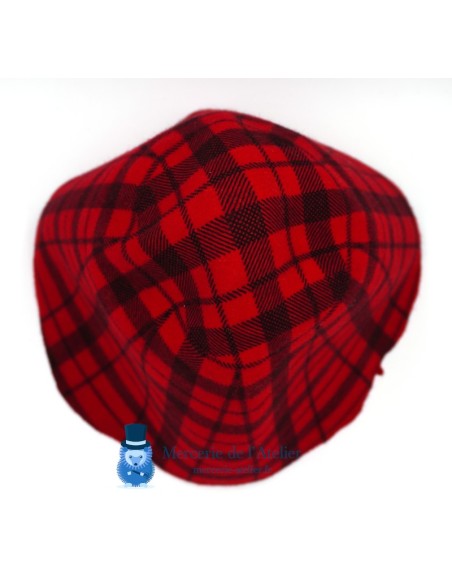 Cone em feltro de lã tartã - Vermelho Cereja e Preto 2