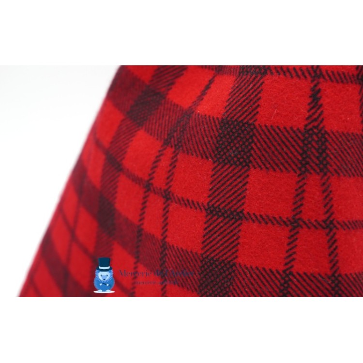 Cone em feltro de lã tartã - Vermelho Cereja e Preto