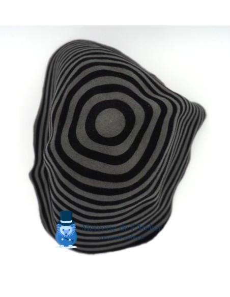 Cono de fieltro de lana a rayas - Gris y Negro 2
