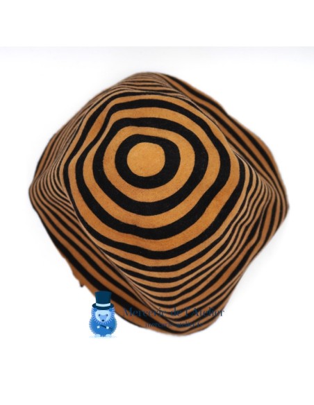 Cono de fieltro de lana a rayas - Camel y Negro 2