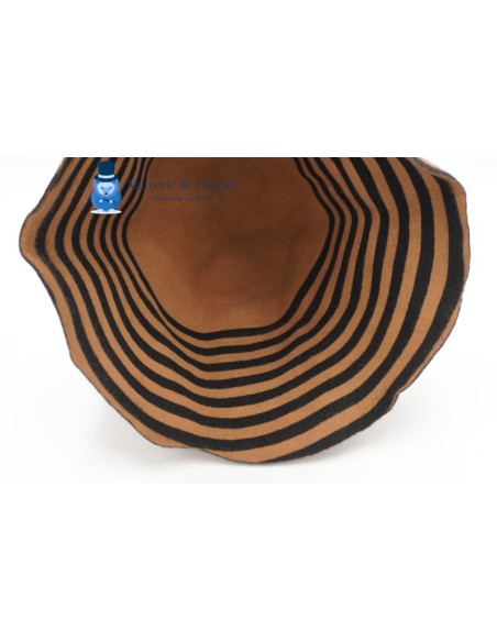 Striped wool felt hat body cone - Camel and Black