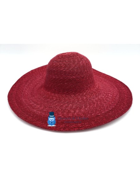 Sewn straw capeline - Burgundy