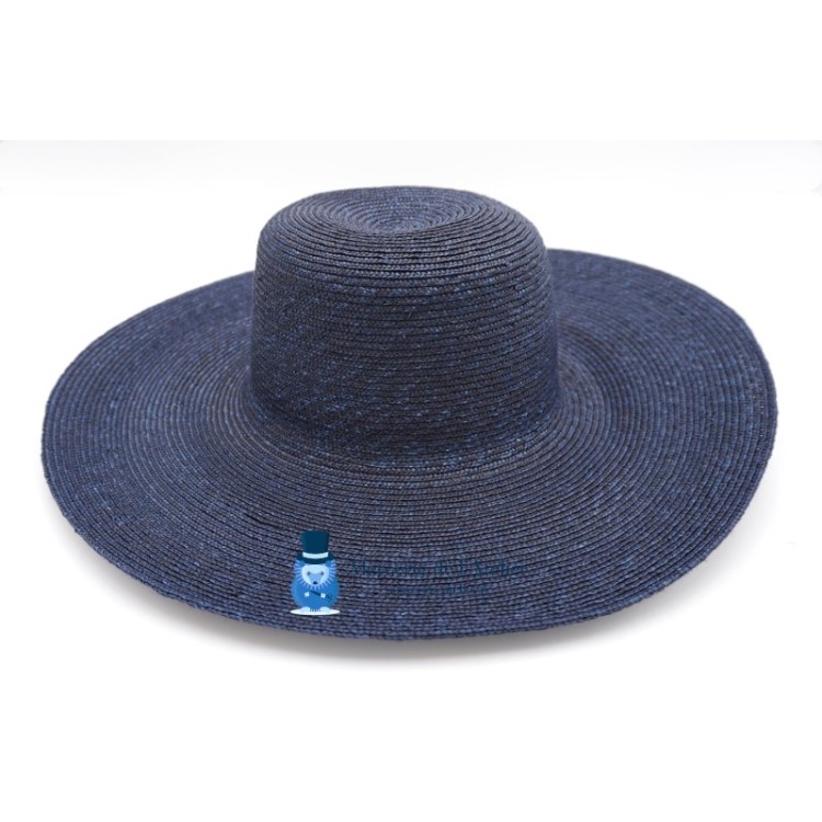Genähte Stroh-Capeline - Dunkles Marineblau