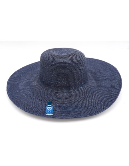 Genähte Stroh-Capeline - Dunkles Marineblau