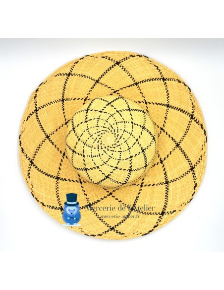 Panama capeline - Naturel met zwarte ruiten 2